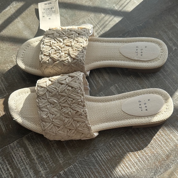 a new day Shoes - a new day Cream Woven Slide Sandals